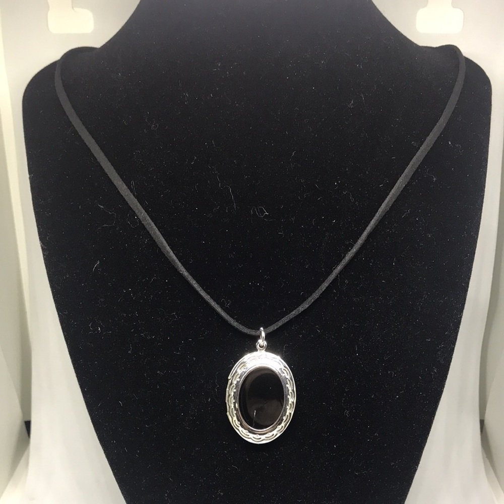 Vintage Black Silver Locket Pendant